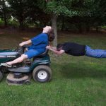 rushing to mow the lawn