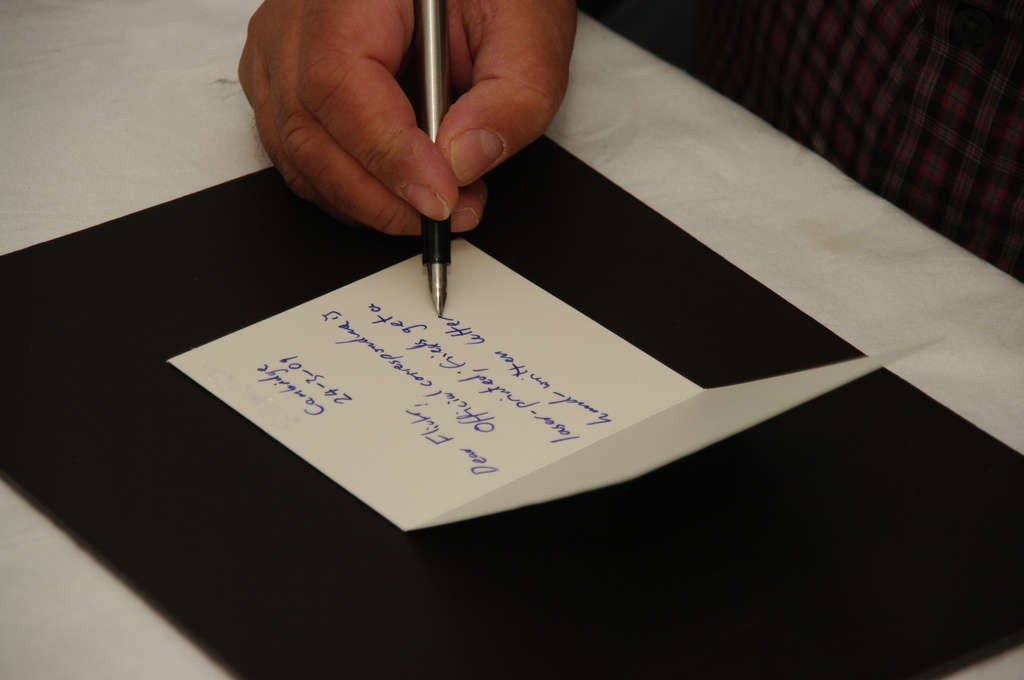 writing card or letter with gratitudes