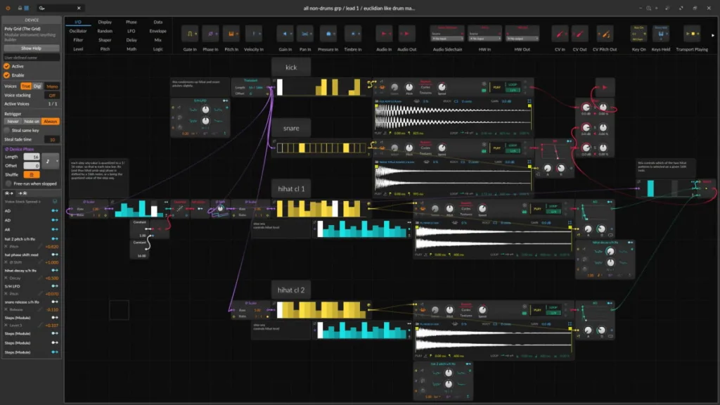 Bitwig Euclidean drum machine preset
